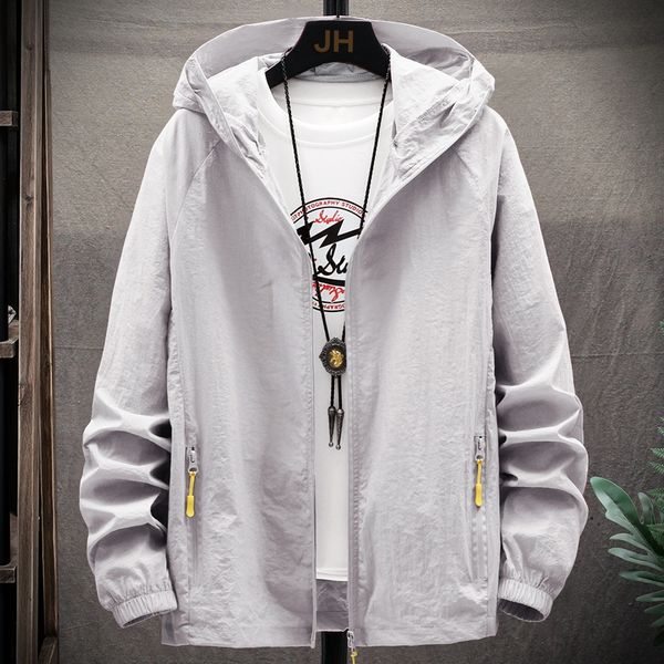 

summer men jacket casual solid windbreaker zipper thin hooded coat outwear male quick-drying men's jacket chamarras para hombre, Black;brown