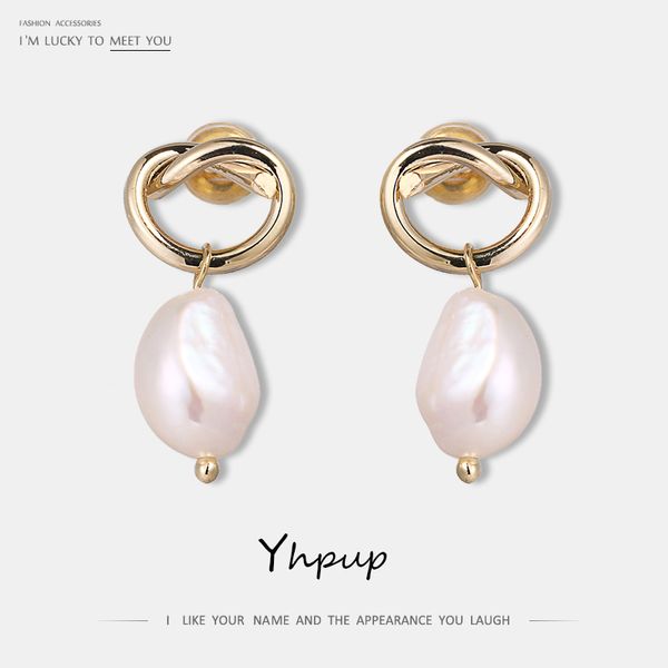 

yhpup fashion korean simple design natural pearls dangle earrings s925 elegant romantic jewelry for girl party wedding gift new, Silver