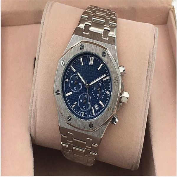 

womens mens luxe famous wristwatches stainless steel quartz movement 3 small dial fashion watches men sports casual watch 15, Slivery;brown