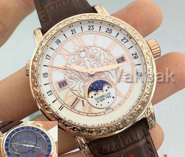 

2019 quartz new sky moon tourbillon mens stainless steel automatic movement watch sports mens watches tag wristwatches, Slivery;brown
