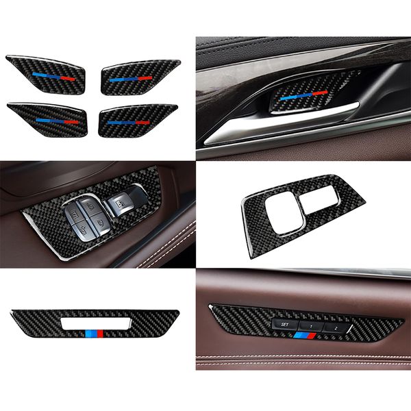 

carbon fiber car sticker gearshift window lifter control door handel frame strip cover for 5eries g30 g38 528li 530li 540li