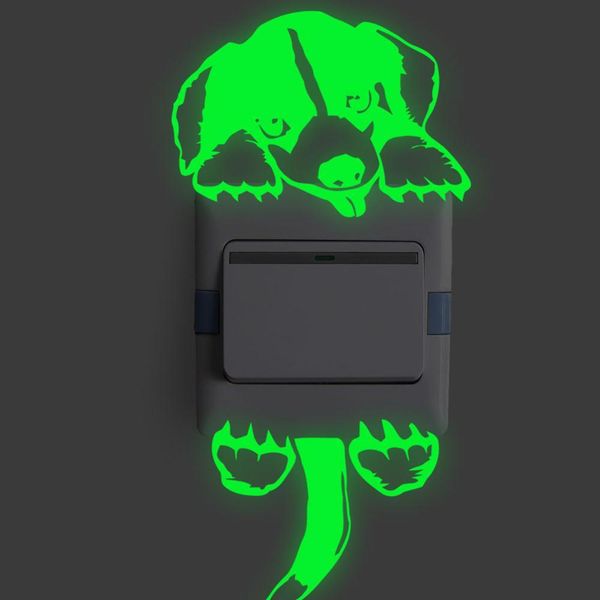 

green-light luminous cartoon star glow in the dark switch sticker cat dog wall sticker fluorescent green fairy sticker kid room home decor