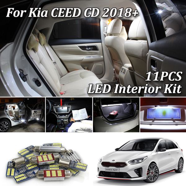 

11 шт. белый canbus светодиодные лампы интерьер свет пакет комплект для kia ceed в компакт универсал sportswagon 2018