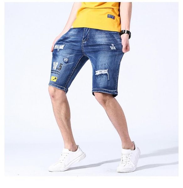 

hole letter bleached jeans scratched knee length oversize mens designer summer short pants summer mens shorts, White;black