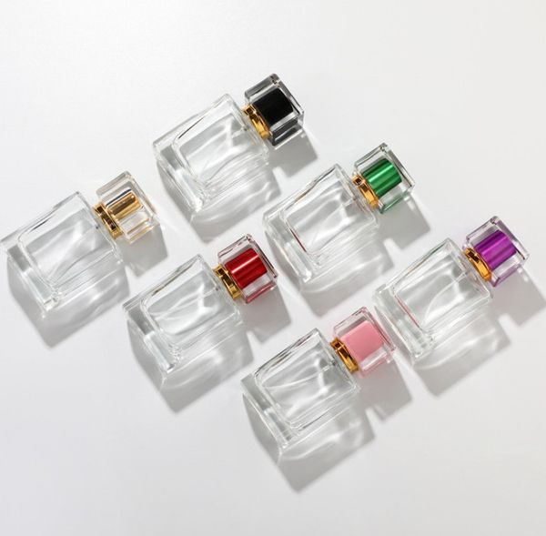 

50ml square shape glass perfume bottle in refillable perfume bottles atomizer mist comestic package