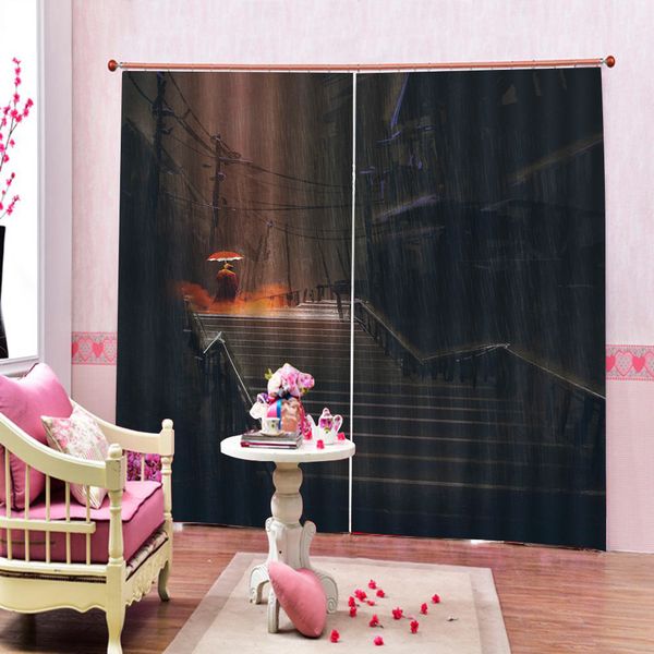 2019 Outdoors Street Corner Rain Blackout Curtain For Living Room