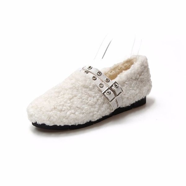 

2019 winter new women shoes fashion loafers women's flat shoes plus velvet warm and comfortable casual wear women's e21-35, Black