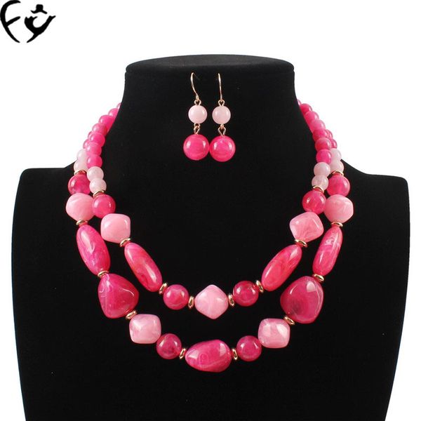 

european and american jelly color handmade beads double necklace fy18080302, Silver