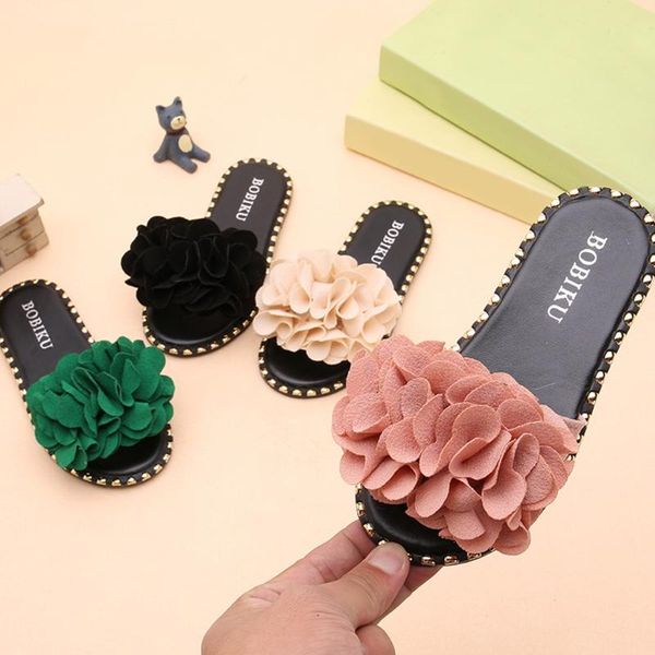 

summer childrenÂ kids baby girls flower candy kids baby girls color flat slipper casual shoes bowknot butterfly chilren shoes, Black;red