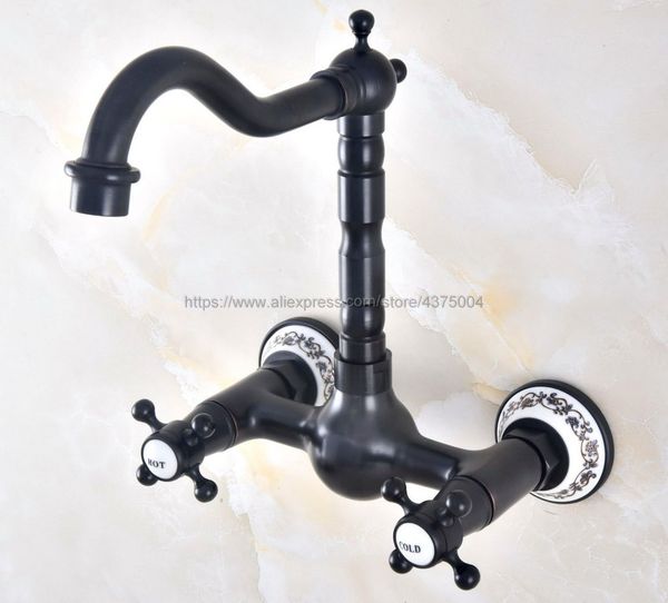 

swivel 360 bathroom bathtub faucet wall mount oil rubbed black bronze basin sink faucet mixer tap nnf474