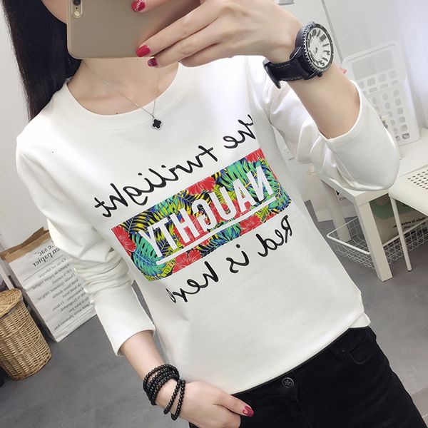 

t pity woman long sleeve autumn clothing 2019 han fan letter chic leisure time t pity pullover sweater tide, White;black