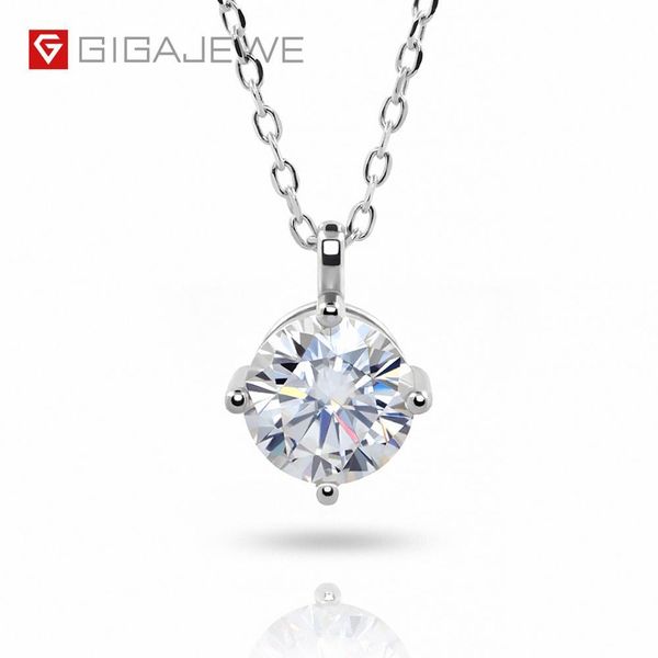 

gigajewe 1ct 6.5mm ef round 18k white gold plated 925 silver moissanite necklace diamond test passed jewelry woman girl gift