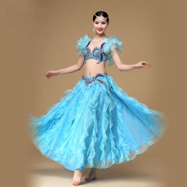 

lady belly dancing suit skirt girls dance wear new belly dance skirt suits female bra full-skirted dress costume d0836, Black;red