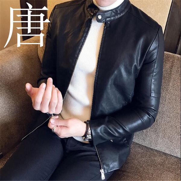 

усовершенствованная мужская кожаная одежда 2019 новый оригинальный досуг в корейском стиле из искусственной кожи модная черная тепловозная м, Black
