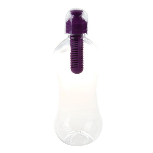 

550ml outdoor water bobble hydration filter bottle filtered drinking, purple