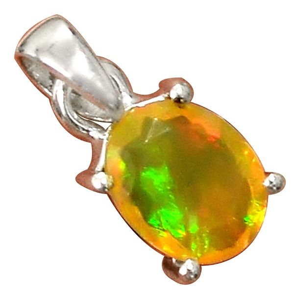 

genuine faceted ethiopian opal pendant 925 sterling silver, 20.3 mm, mhbap5832
