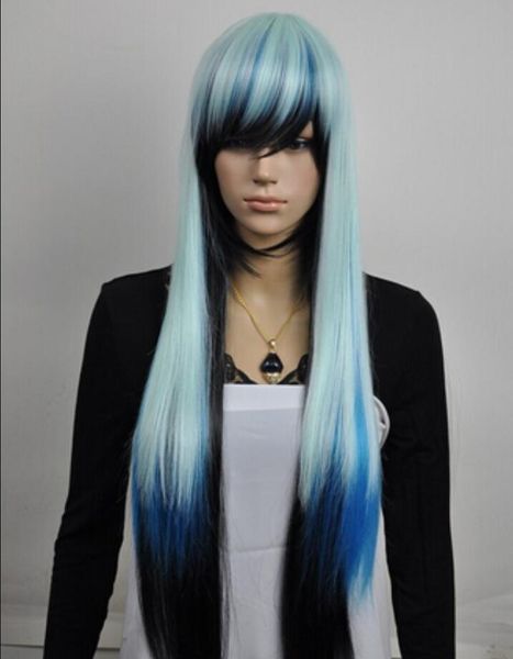 

wig fashion womens long straight hair ladies cosplay dress full wig, Black;brown