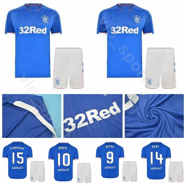 

glasgow rangers 2019 2020 soccer 2 james tavernier jersey set 20 alfredo morelos 8 ryan jack 1 allan mcgregor football shirt kits uniform, Black