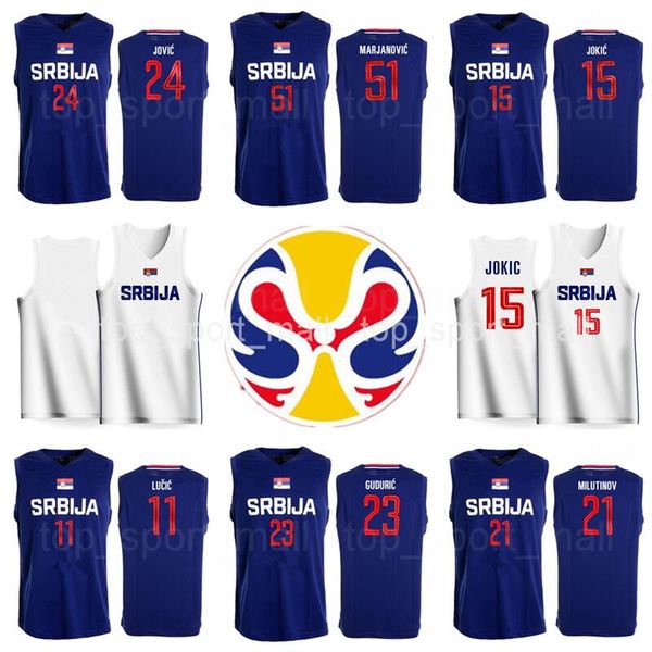 

2019 world cup team srbija jersey basketball serbia 21 nikola milutinov 23 marko guduric 22 vasilije micic vladimir lucic raduljica bircevic, Black;red