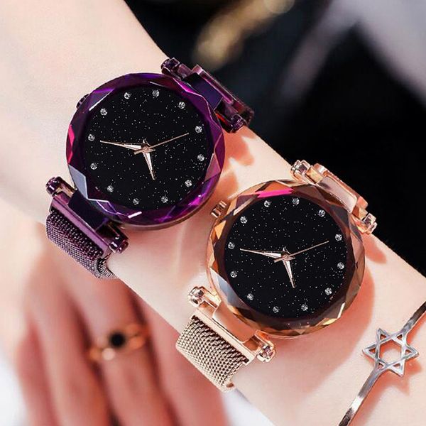 

dropshipping women bracelet watches luxury minimalism starry sky magnet buckle fashion casual female ladies dress wristwatch, Slivery;brown