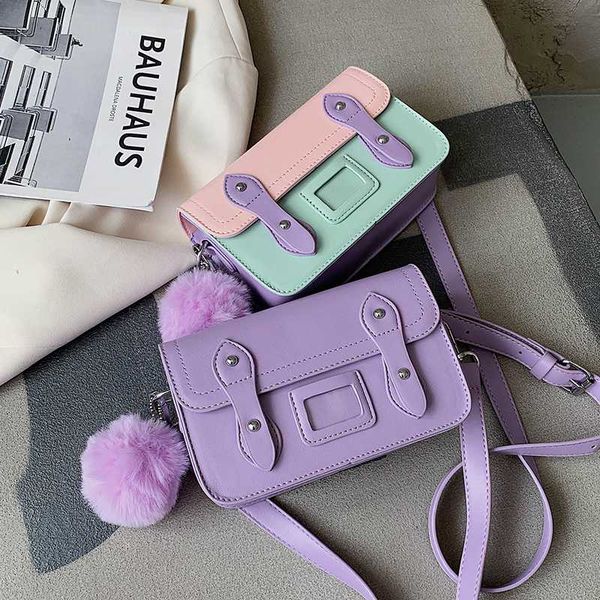 

french design fashion square bag elegant contrast color handbag messenger bag shoulder width 19cm height 12cm thickness 6cm