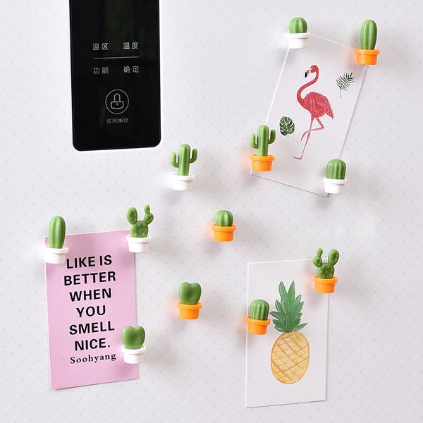 

2019 6pcs/set cute cactus succulent plant magnet button refrigerator message sticker home decor kitchen accessories new hot