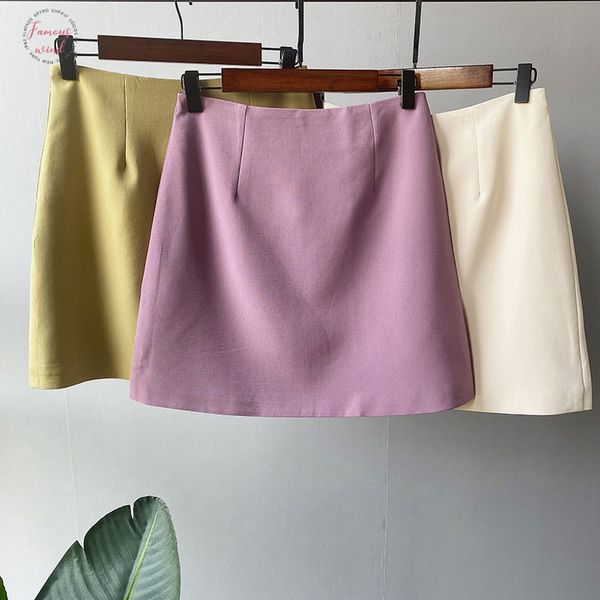 

summer purple mini skirt women high waist official ladies bodycon skirt 2020 korean style elegant colorful skirt, Black