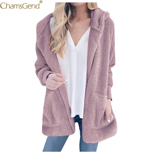 

autumn and winter solid color plush hooded coats women plus size winter coat women fashion cardigan coat female pockets aug, Black;brown