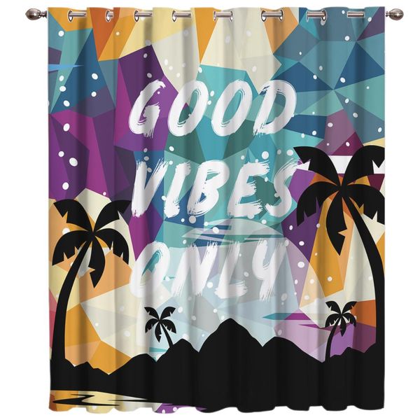 

abstract geometry good vibes only curtain lights living room blackout kitchen drapes indoor print kids curtain panels