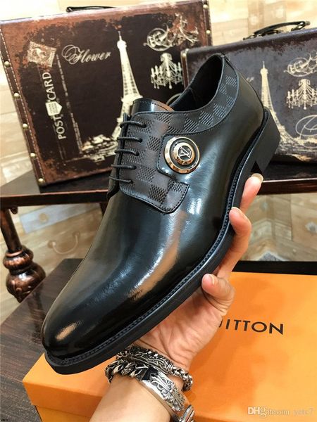 

19fw luxury italy brands men shoes 2019 new handmade men leather shoes party and wedding men dress shoes zapatos hombre, big us 6-11 yecq5, Black