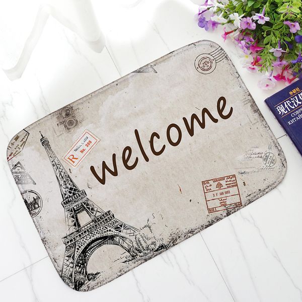 

retro tower print welcome carpet washable rugs for kitchen microfiber floor mat hall rug machine washable mat absorbent doormat