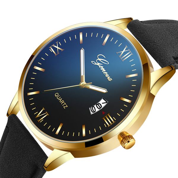 

fashion leather band men watches orologio uomo business calendar black round watch luxury analog quartz wristwatches, Slivery;brown