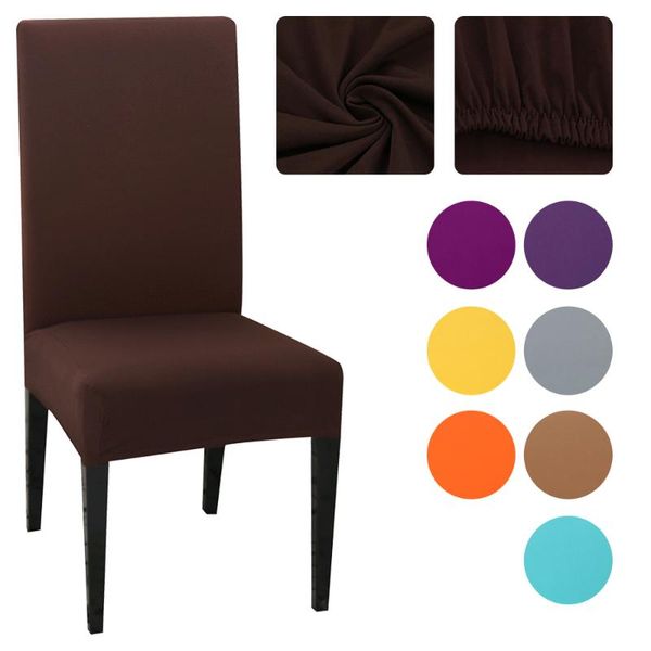 

2pcs / комплект covers сплошной цвет крышки стула spandex простирания упругие slipcovers стул для столовой кухня свадебный банкет отель
