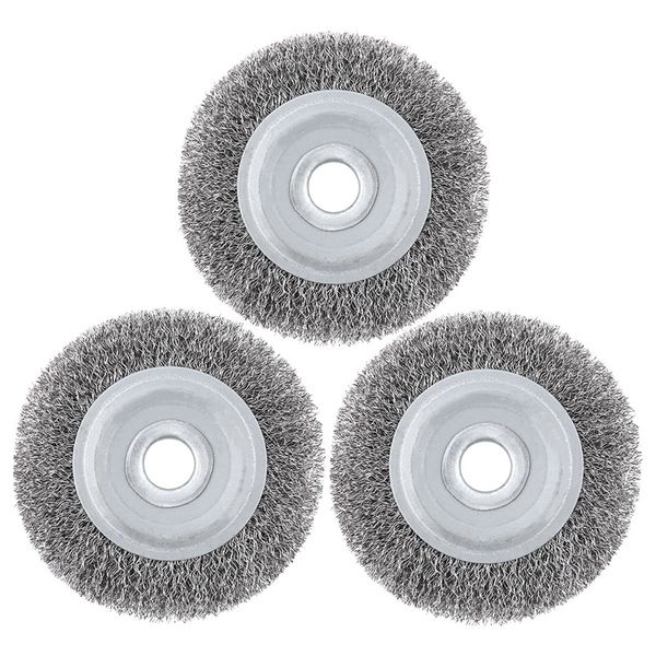 

promotion--3pcs 100mm diameter stainless steel wire polishing brush wheels set with 16mm hole parallel shape for polished derust