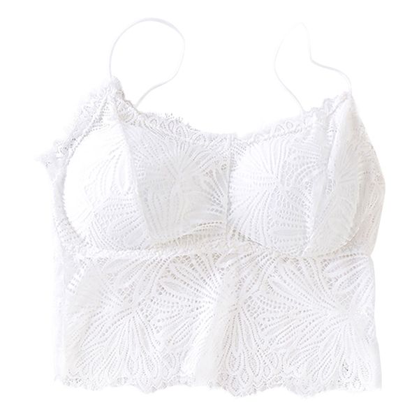 

2020 women fashion wireless bra padded bralette deep v lace bras summer crop embroidery floral tank t, Black;white