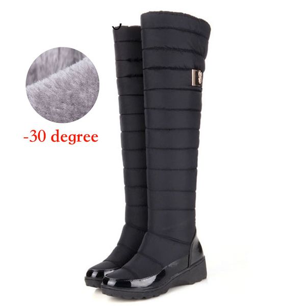 

2019 round toe knee high boots wedge heel boots velvet sleeve mother down snow winter knee-high women hx-53, Black