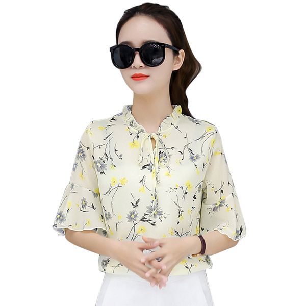

womens and blouses summer flare sleeve chiffon blouse shirt women ladies work wear office blusa feminina shirts, White