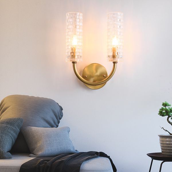 

modern bedside lighting wall lamp full copper glass cover creative wall sconce living room aisle corridor indoor light fixture
