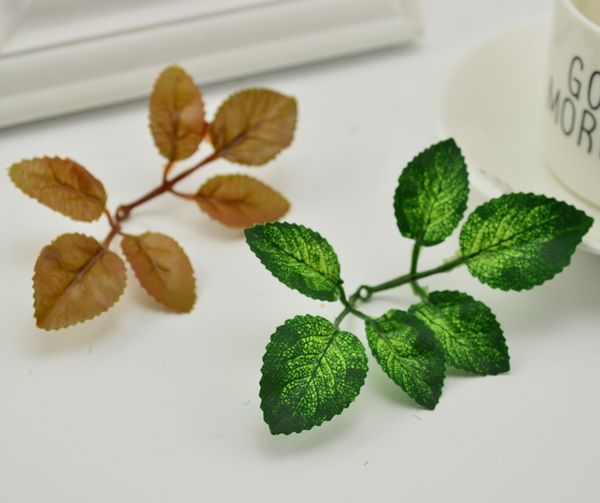 Acheter Feuilles Artificielles Vertes Rose Fleur Pour Jardin Guirlande De Noël Feuille De Mariage Bouquet De Mariée Décoration Soie Feuillage