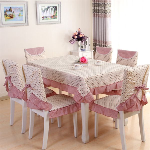 

13pcs/set pastoral beautiful rose design table cloth set chair cover cusion tablecloth polyester cotton flower print table cover