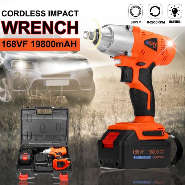 

168vf 19800mah battery rechargeable electric impact wrench socket w/led light drill installation power tools