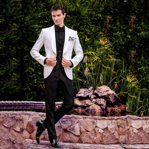 

italian white men suits for wedding tuxedo wedding groom suits men blazers morning party slim fit bridegroom wear 3piece black costume homme, Black;gray