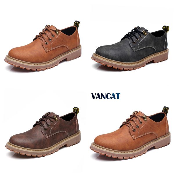 

vancat genuine leather men shoes autumn winter work & safety shoes fashion casual men shoes leather moccasins, Black