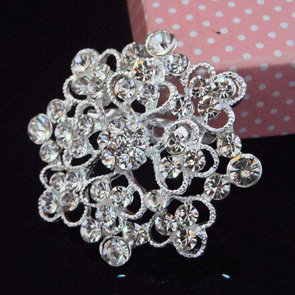 

fashion bride bridal bouquet brooch plate with silver rhinestone set plain, Gray