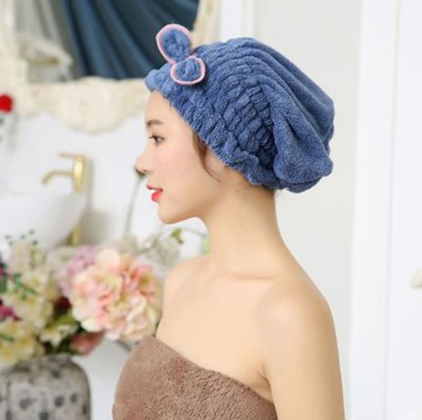 

microfiber dry hair cap shower cap coral fleece thickening princess hat absorbent dry hair cap hood bathing tools