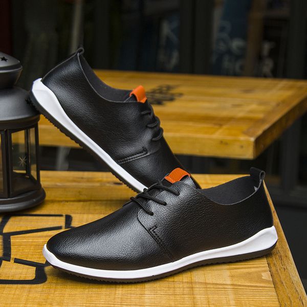 

men's shoes sreathable microfiber leather men's casual shoes business men pure color comfortable summer fashion shoes, Black