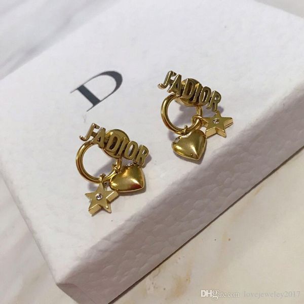 

luxury jewelry women earrings gold bird heart designer earrings retro popular elegant five-pointed star stud high quality, Golden;silver
