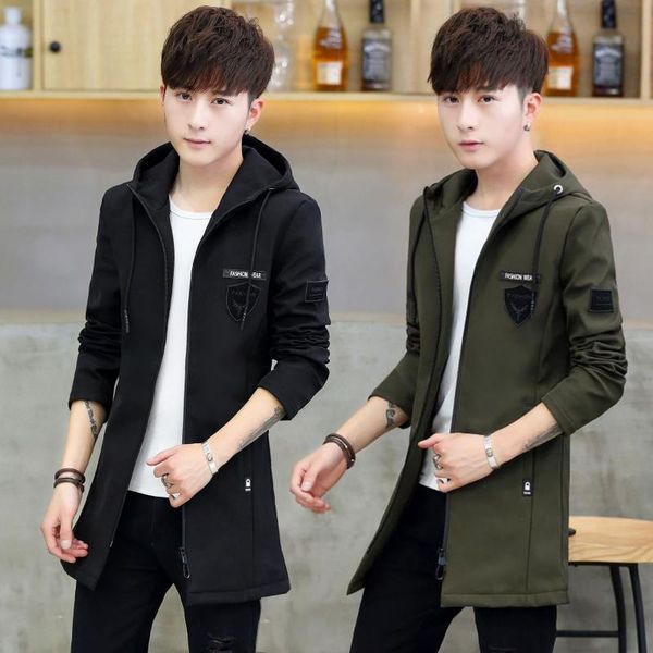 

весна и осень мужские пальто мужчины в корейском стиле trend slim fit средней длины повседневный универсальный тренчкот мужская мода, Black;brown