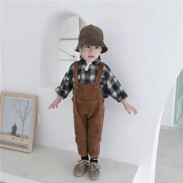 

spring baby boys suspender pants bib corduroy cotton long solid infant trouser toddler legging loose toddler girls clothes, Blue