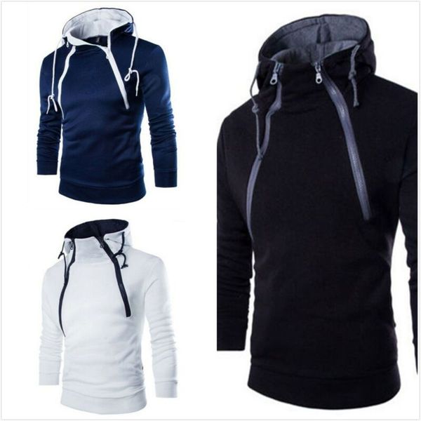 

men's warm winter hoodies slim fit hooded sweatshirt outwear sweater coat jacket, White;black